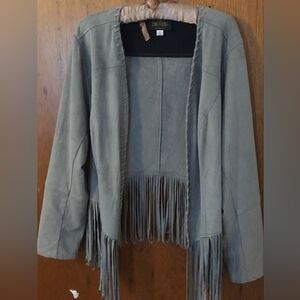 Bob Mackie Western Fringe Jacket | Vintage Faux Suede Coat | Women’s 1X (Fits L)